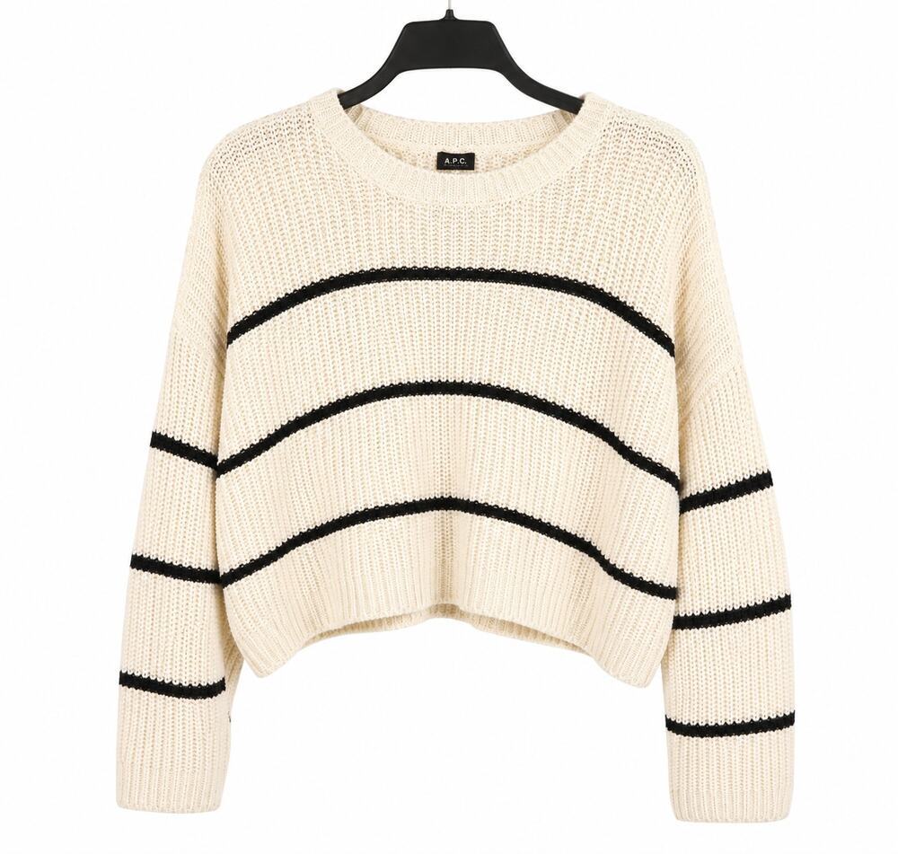 Moon & Madison Cream Black Striped Chunky Knit Sweater Womens XS 100% Acrylic